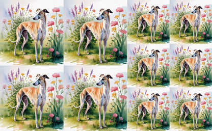 DecoCraft - Scenic Tiles Series - Watercolor Pets - Whippet