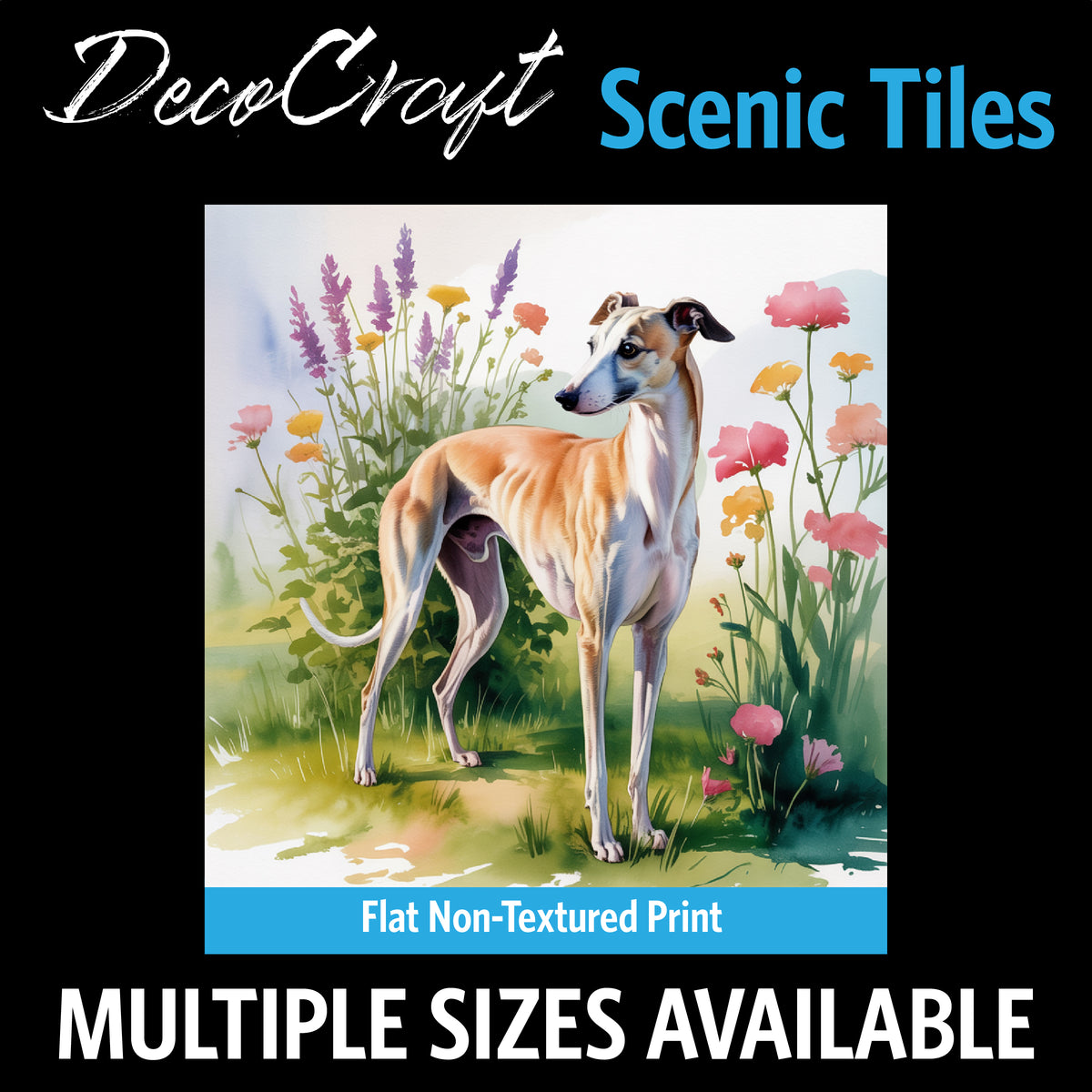 DecoCraft - Scenic Tiles Series - Watercolor Pets - Whippet
