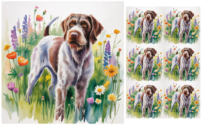 DecoCraft - Scenic Tiles Series - Watercolor Pets - Wirehaired Pointing Griffin