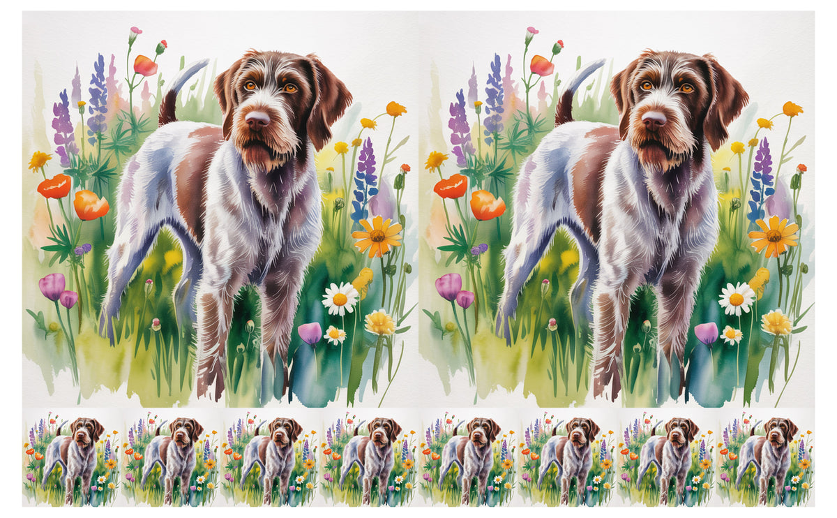 DecoCraft - Scenic Tiles Series - Watercolor Pets - Wirehaired Pointing Griffin