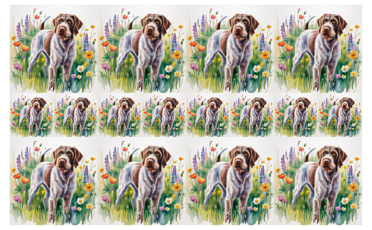 DecoCraft - Scenic Tiles Series - Watercolor Pets - Wirehaired Pointing Griffin