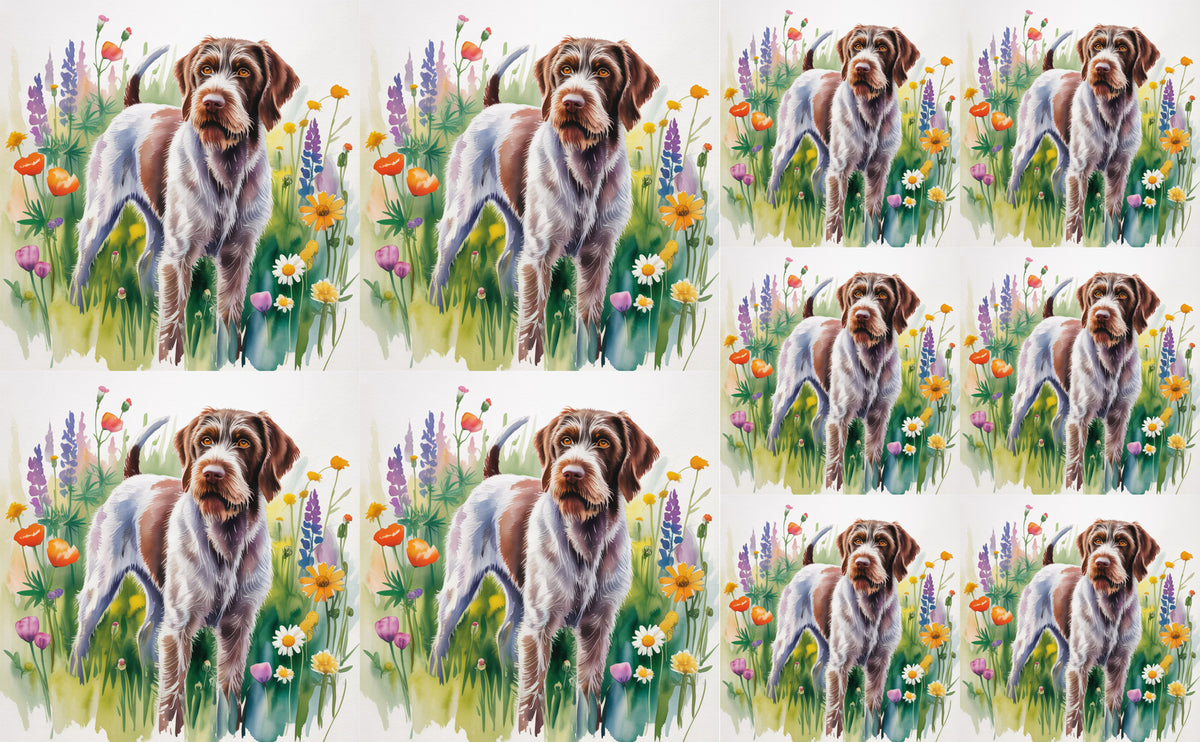 DecoCraft - Scenic Tiles Series - Watercolor Pets - Wirehaired Pointing Griffin