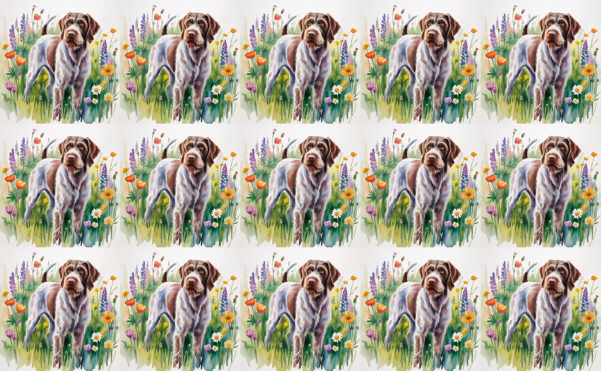 DecoCraft - Scenic Tiles Series - Watercolor Pets - Wirehaired Pointing Griffin