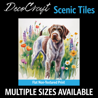 DecoCraft - Scenic Tiles Series - Watercolor Pets - Wirehaired Pointing Griffin