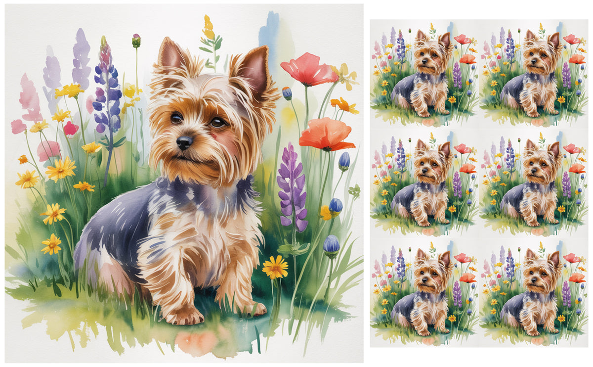 DecoCraft - Scenic Tiles Series - Watercolor Pets - Yorki