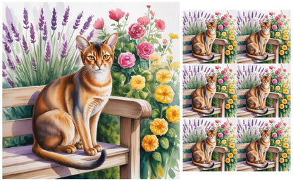 DecoCraft - Scenic Tiles Series - Watercolor Pets - Abyssinian