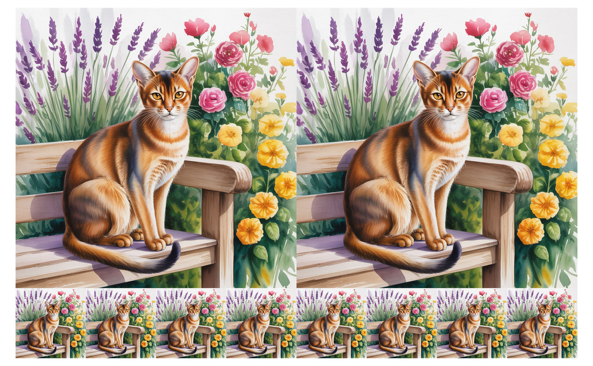 DecoCraft - Scenic Tiles Series - Watercolor Pets - Abyssinian