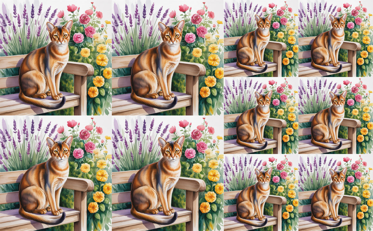 DecoCraft - Scenic Tiles Series - Watercolor Pets - Abyssinian
