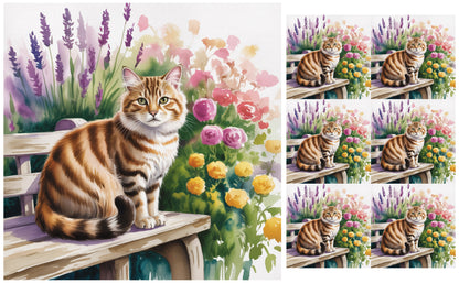 DecoCraft - Scenic Tiles Series - Watercolor Pets - American Bobtail