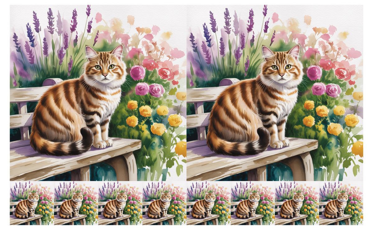 DecoCraft - Scenic Tiles Series - Watercolor Pets - American Bobtail
