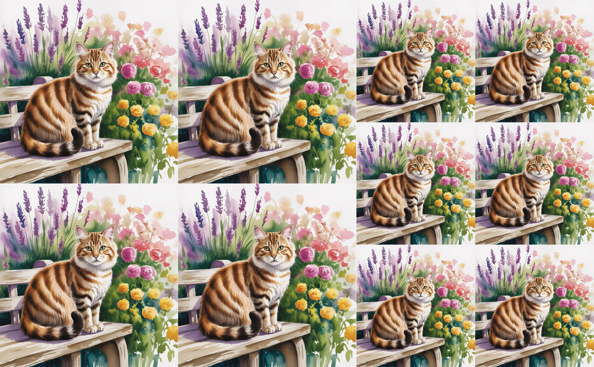 DecoCraft - Scenic Tiles Series - Watercolor Pets - American Bobtail