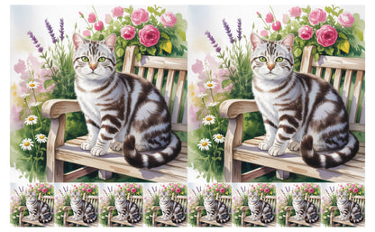 DecoCraft - Scenic Tiles Series - Watercolor Pets - American Shorthair