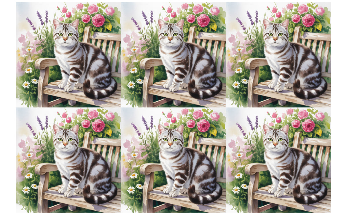 DecoCraft - Scenic Tiles Series - Watercolor Pets - American Shorthair