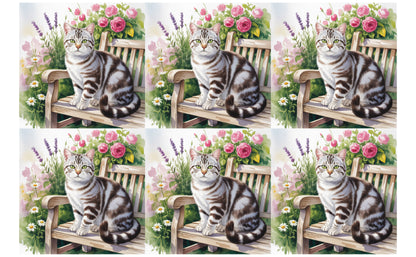 DecoCraft - Scenic Tiles Series - Watercolor Pets - American Shorthair
