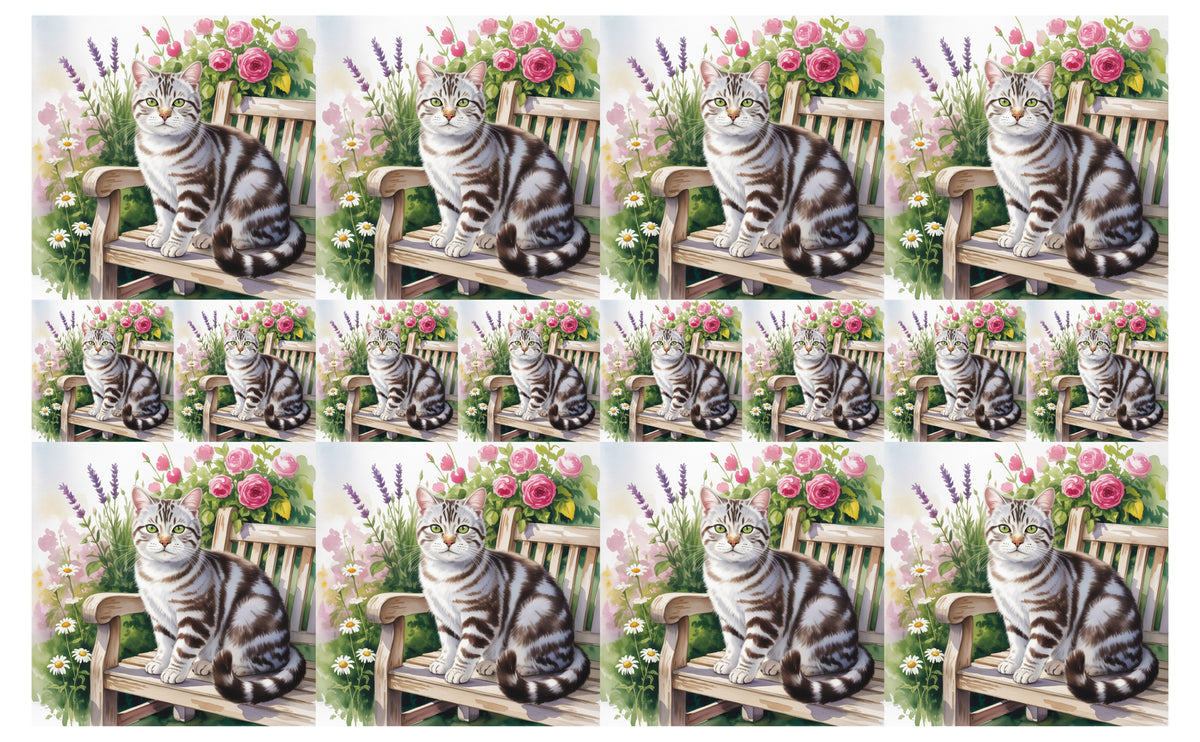 DecoCraft - Scenic Tiles Series - Watercolor Pets - American Shorthair