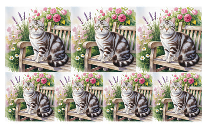 DecoCraft - Scenic Tiles Series - Watercolor Pets - American Shorthair