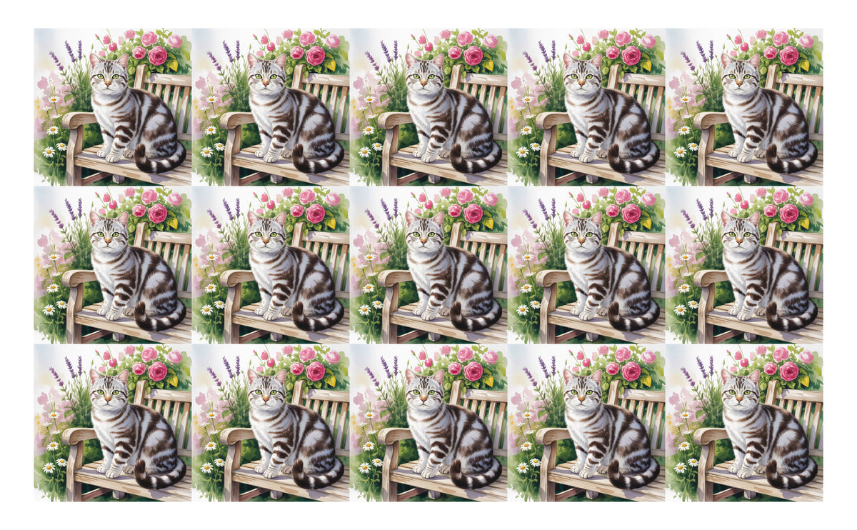 DecoCraft - Scenic Tiles Series - Watercolor Pets - American Shorthair