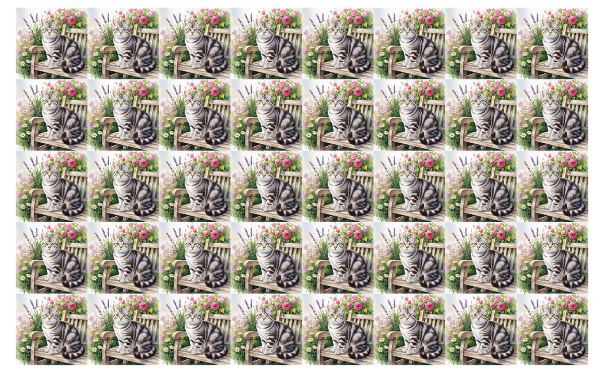 DecoCraft - Scenic Tiles Series - Watercolor Pets - American Shorthair