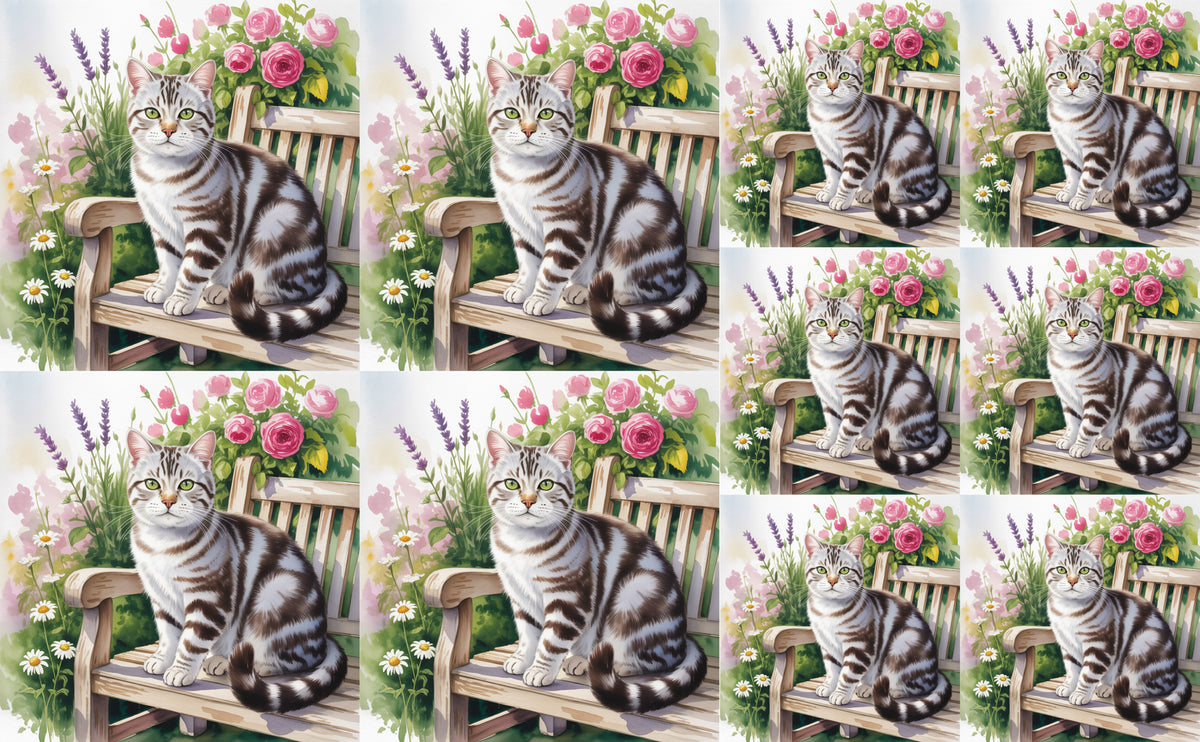 DecoCraft - Scenic Tiles Series - Watercolor Pets - American Shorthair