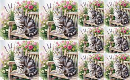 DecoCraft - Scenic Tiles Series - Watercolor Pets - American Shorthair