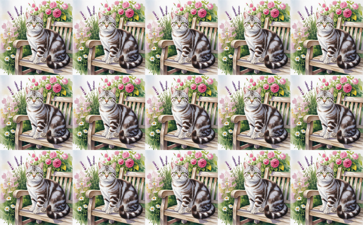 DecoCraft - Scenic Tiles Series - Watercolor Pets - American Shorthair
