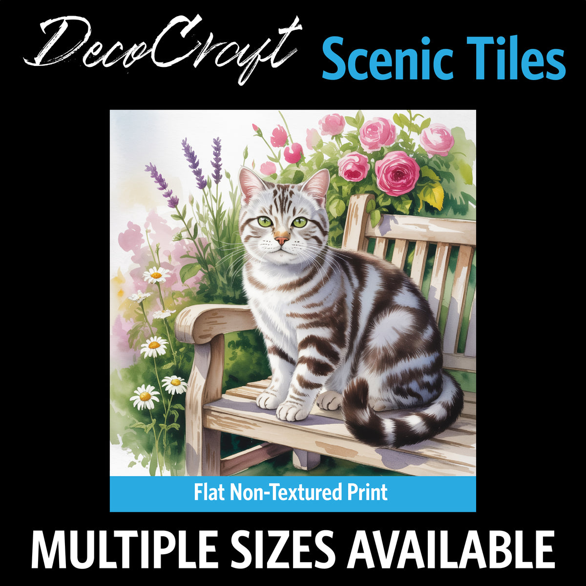 DecoCraft - Scenic Tiles Series - Watercolor Pets - American Shorthair