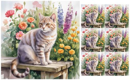 DecoCraft - Scenic Tiles Series - Watercolor Pets - American Wirehair