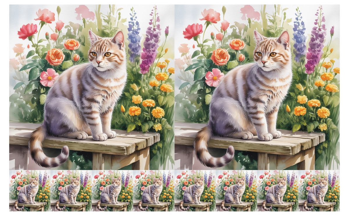 DecoCraft - Scenic Tiles Series - Watercolor Pets - American Wirehair