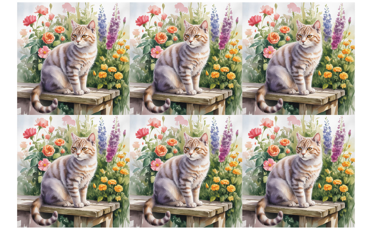 DecoCraft - Scenic Tiles Series - Watercolor Pets - American Wirehair