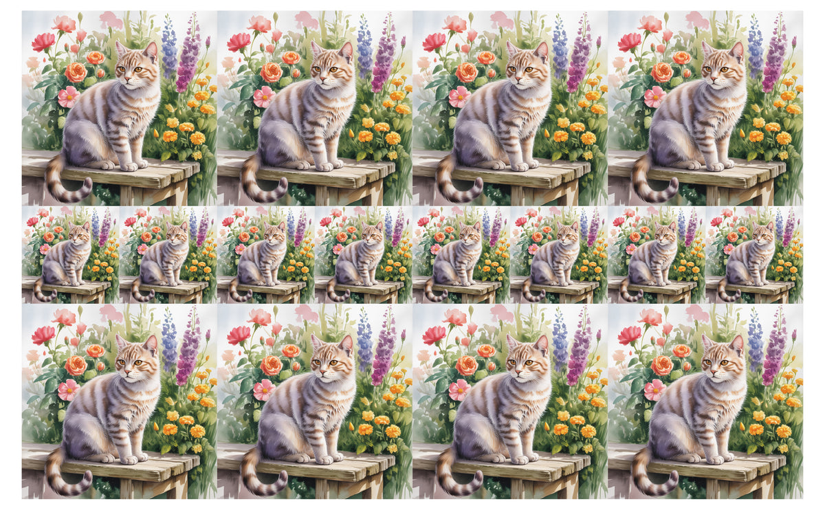 DecoCraft - Scenic Tiles Series - Watercolor Pets - American Wirehair