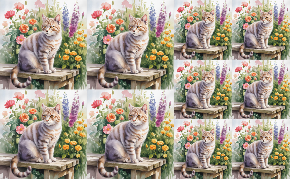 DecoCraft - Scenic Tiles Series - Watercolor Pets - American Wirehair