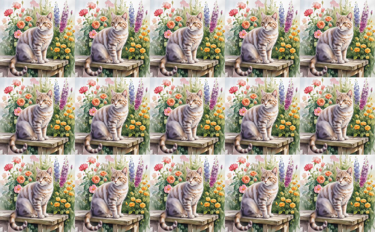 DecoCraft - Scenic Tiles Series - Watercolor Pets - American Wirehair