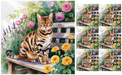 DecoCraft - Scenic Tiles Series - Watercolor Pets - Bengal