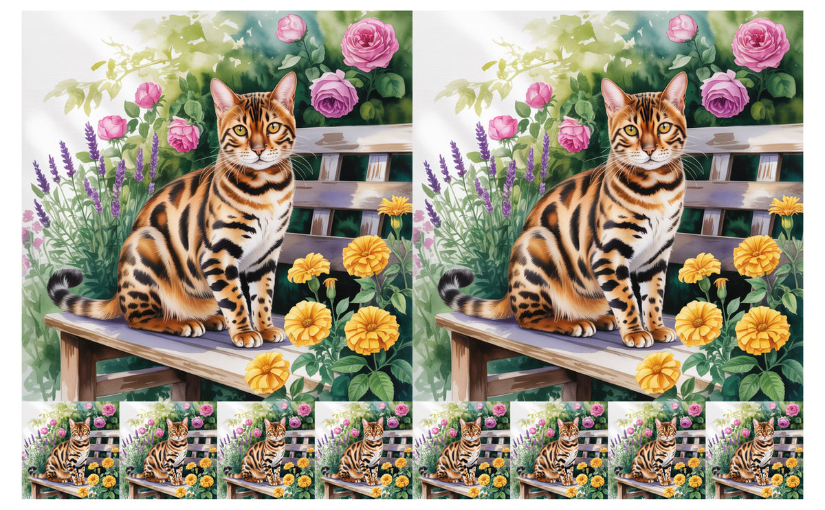 DecoCraft - Scenic Tiles Series - Watercolor Pets - Bengal