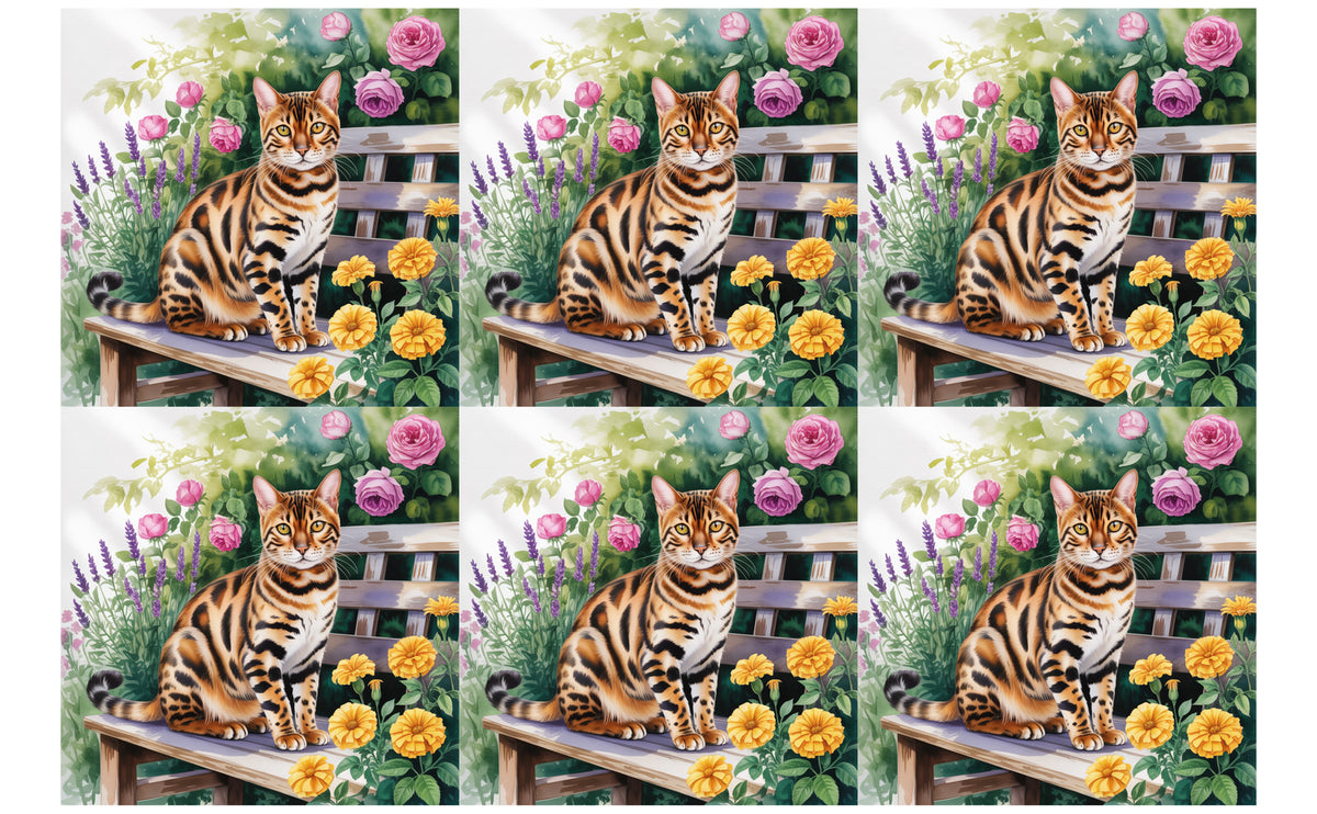 DecoCraft - Scenic Tiles Series - Watercolor Pets - Bengal