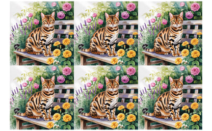 DecoCraft - Scenic Tiles Series - Watercolor Pets - Bengal