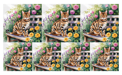 DecoCraft - Scenic Tiles Series - Watercolor Pets - Bengal