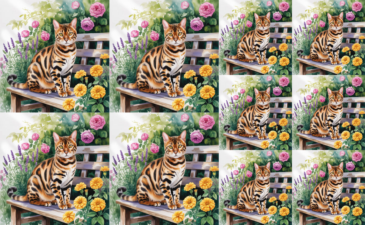 DecoCraft - Scenic Tiles Series - Watercolor Pets - Bengal