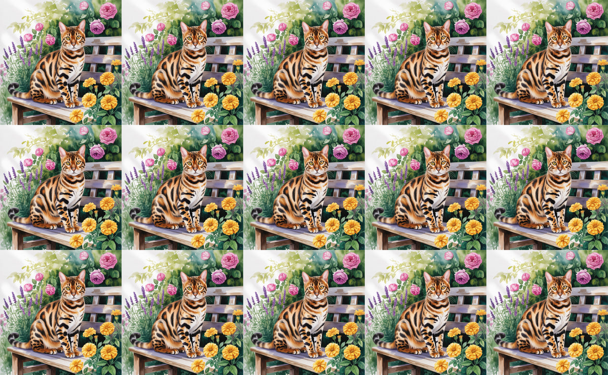 DecoCraft - Scenic Tiles Series - Watercolor Pets - Bengal