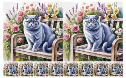 DecoCraft - Scenic Tiles Series - Watercolor Pets - British Shorthair - Gray