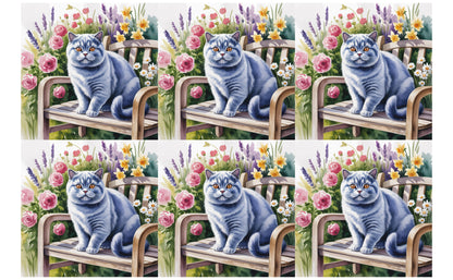 DecoCraft - Scenic Tiles Series - Watercolor Pets - British Shorthair - Gray