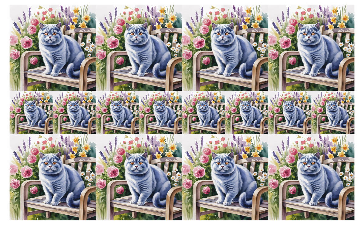 DecoCraft - Scenic Tiles Series - Watercolor Pets - British Shorthair - Gray