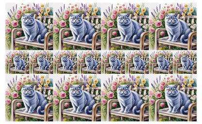 DecoCraft - Scenic Tiles Series - Watercolor Pets - British Shorthair - Gray