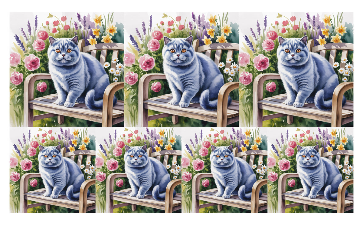 DecoCraft - Scenic Tiles Series - Watercolor Pets - British Shorthair - Gray