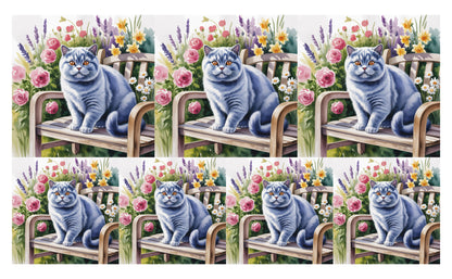 DecoCraft - Scenic Tiles Series - Watercolor Pets - British Shorthair - Gray