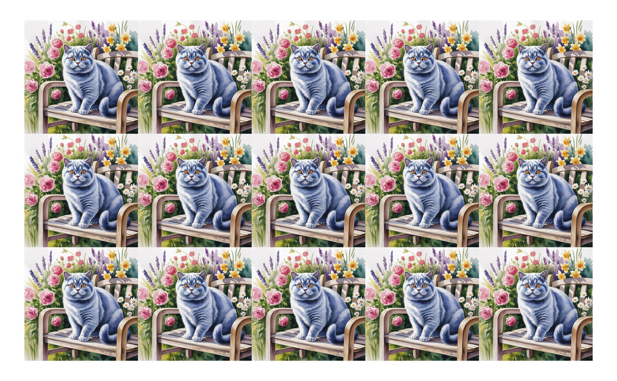 DecoCraft - Scenic Tiles Series - Watercolor Pets - British Shorthair - Gray