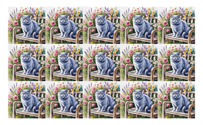 DecoCraft - Scenic Tiles Series - Watercolor Pets - British Shorthair - Gray