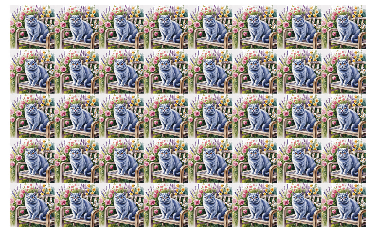 DecoCraft - Scenic Tiles Series - Watercolor Pets - British Shorthair - Gray