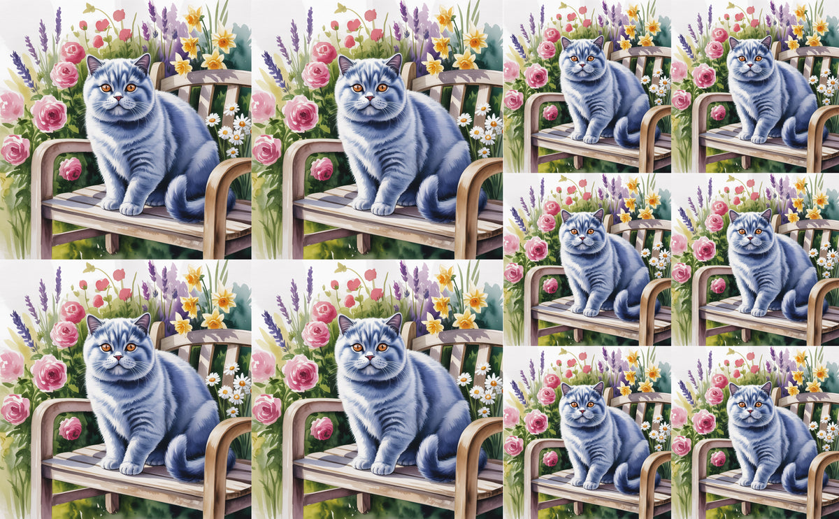 DecoCraft - Scenic Tiles Series - Watercolor Pets - British Shorthair - Gray