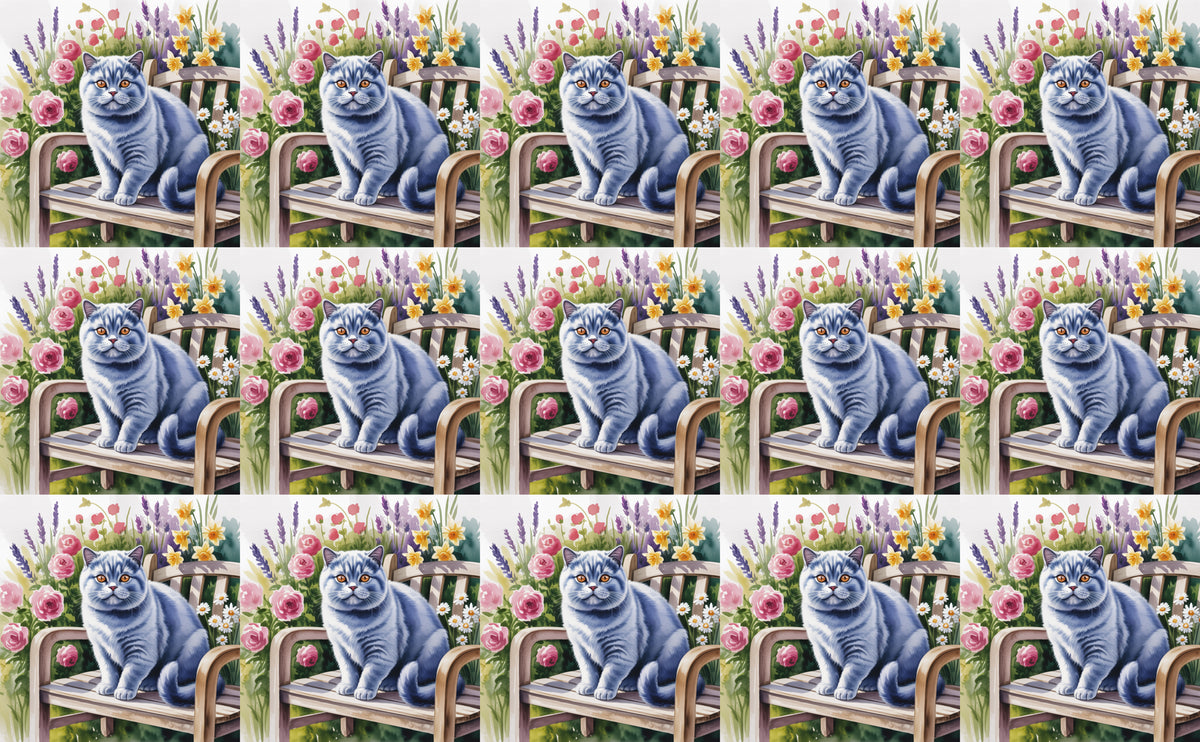 DecoCraft - Scenic Tiles Series - Watercolor Pets - British Shorthair - Gray